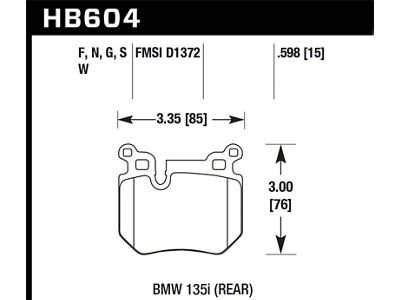 Hawk Performance 135i DTC-60 Race Rear Brake Pads - HB604G.598
