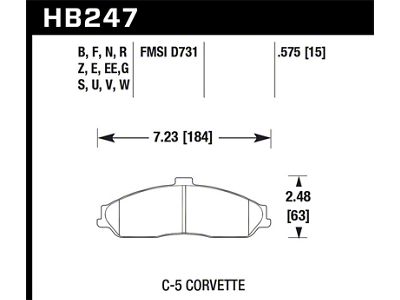 Hawk Performance 97-06 Corvette incl C5 Z06 Performance Ceramic Street Front - HB247Z.575