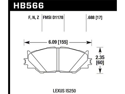Hawk Performance 06-08 Lexus IS250 Performance Ceramic Street Front Brake Pads - HB566Z.688