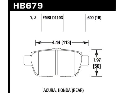 Hawk Performance 2006-11 Honda Ridgeline Street Performance Ceramic Rear Brake Pads - HB679Z.600