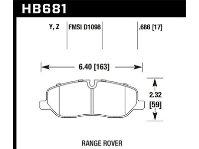 Hawk Performance 05-09 Range Rover LR3 D1098 Performance Ceramic Street Front - HB681Z.686
