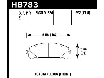 Hawk Performance 08-16 Toyota Highlander Performance Ceramic Street Front Brake Pads - HB783Z.692