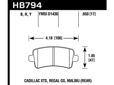 Hawk Performance 13-15 Cadillac XTS Performance Ceramic Street Rear Brake Pads - HB794Z.650