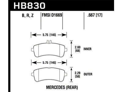 Hawk Performance 13-16 Mercedes-Benz SL63 AMG/SL65 AMG Perfromance Ceramic Street Rear - HB830Z.667