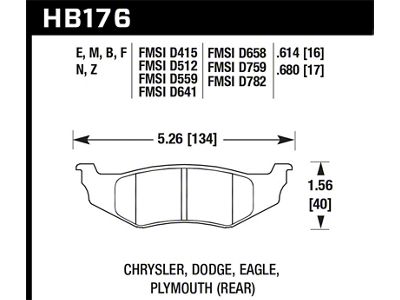 Hawk Performance Chrysler / Dodge / Plymouth Blue 9012 Rear Race Brake Pads