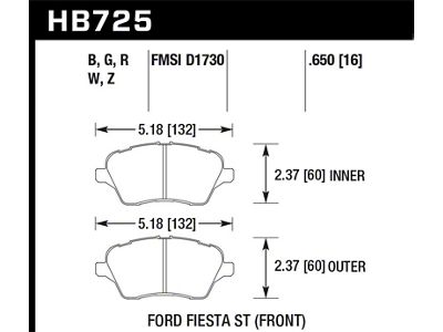 Hawk Performance 2014 Ford Fiesta ST DTC30 Front Brake Pads - HB725W.650
