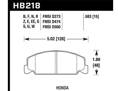 Hawk Performance 84-85 Honda Accord / 88-00 Civic / 88-91 CRX - HB218G.583