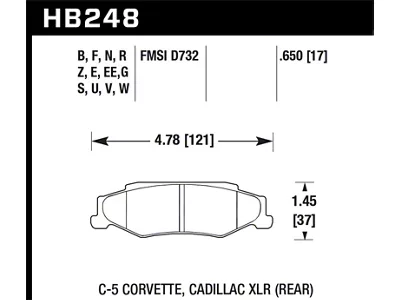 Hawk Performance 04-09 Cadillac XLR / 97-11 Chevrolet Corvette DTC-60 Race - HB248G.650
