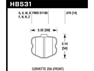 Hawk Performance 06-13 Chevrolet Corvette Z06 DTC-60 Race Front Brake Pads - HB531G.570