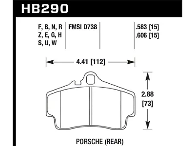 Hawk Performance 98-10 Porsche 911 Carrera 2 / 07-12 Boxster - HB290U.583
