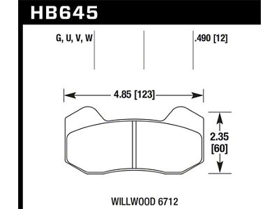 Hawk Performance Wilwood DynaPro 6 Type 6712 DTC-70 Brake Pads - HB645U.490
