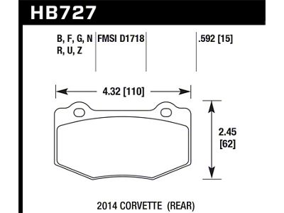 Hawk Performance 2014 Chevrolet Corvette DTC-70 Rear Brake Pads - HB727U.592