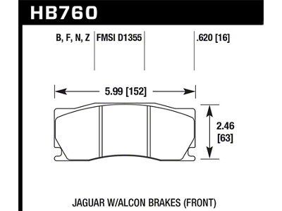 Hawk Performance 08-12 Jaguar XKR w/Alcon Brakes DTC-70 Front Race Brake - HB760U.620