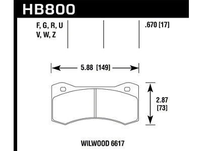 Hawk Performance 6617 Caliper DTC-70 Race Brake Pads - HB800U.670