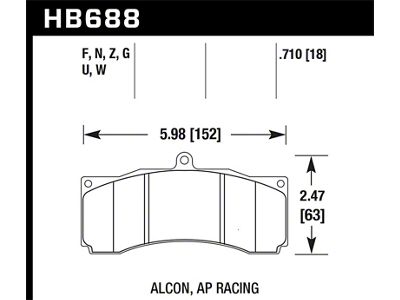 Hawk Performance DTC-70 Universal Performance Compound Racing Brake Pads - HB688U.710