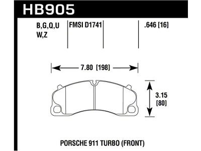 Hawk Performance DTC-80 14-18 Porsche 911 Front Race Brake Pads - HB905Q.646