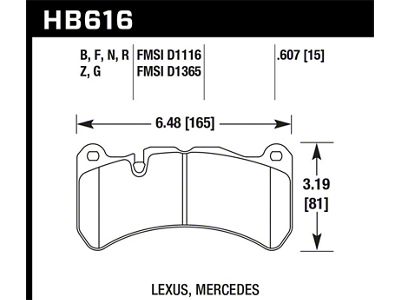 Hawk Performance 05-06 Mercedes-Benz CLK55 AMG ER-1 Front Brake Pads For - HB616D.607