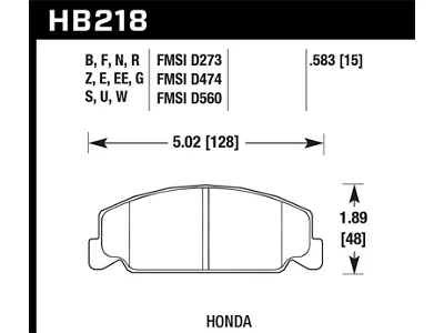 Hawk Performance Honda Accord/Civic/CRX Front Race Blue 9012 Brake Pads - HB218E.583