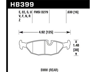 Hawk Performance 84-4/91 BMW 325 E30 HP+ Street Rear Brake Pads - HB399N.630