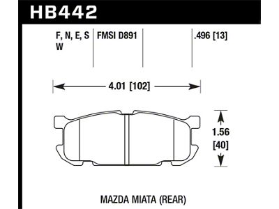 Hawk Performance 01-02 Miata w/ Sport Suspension HP+ Street Rear Brake - HB442N.496