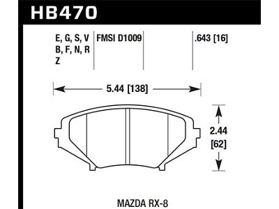 Hawk Performance 04-09 RX8 HP+ Street Front Brake Pads D1009 - HB470N.643