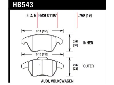 Hawk Performance HP+ Street Brake Pads - HB543N.760