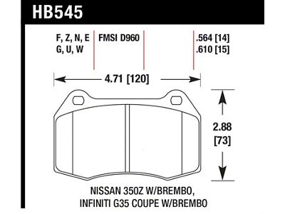 Hawk Performance 03-07 G35/350z w/ Brembo HP+ Street Front Brake Pads - HB545N.564