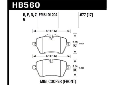 Hawk Performance 05-06 JCW R53 Cooper S & 07+ R56 Cooper - HB560N.677