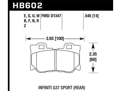 Hawk Performance Infiniti G37 Sport HP+ Street Rear Brake Pads - HB602N.545