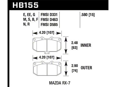 Hawk Performance 1990-1990 Mazda RX-7 GXL w/Elec Adjust Susp HPS 5.0 - HB155B.580