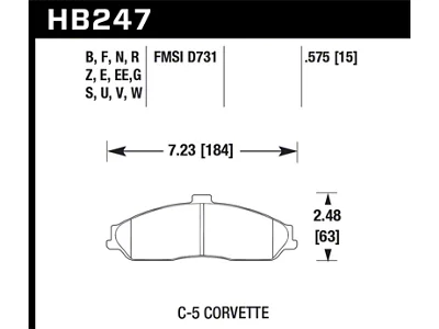 Hawk Performance 2008-2009 Cadillac XLR Platinum HPS 5.0 Front Brake Pads - HB247B.575