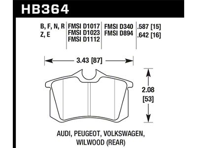 Hawk Performance 2010-2013 Audi A3 TDI HPS 5.0 Rear Brake Pads - HB364B.642