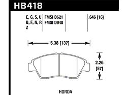Hawk Performance 2013-2014 Acura ILX Hybrid 5.0 Front Brake Pads - HB418B.646