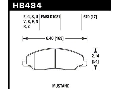 Hawk Performance 2008-2009 Ford Mustang Bullitt 4.6 HPS 5.0 Front Brake - HB484B.670