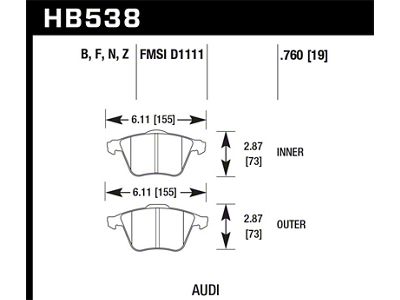 Hawk Performance 2009-2009 Audi A4 Cabriolet HPS 5.0 Front Brake Pads - HB538B.760