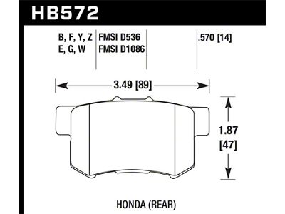 Hawk Performance 2001-2003 Acura CL Type-S HPS 5.0 Rear Brake Pads - HB572B.570