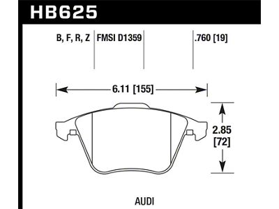 Hawk Performance 2001-2010 Audi S3 European HPS 5.0 Front Brake Pads - HB625B.760