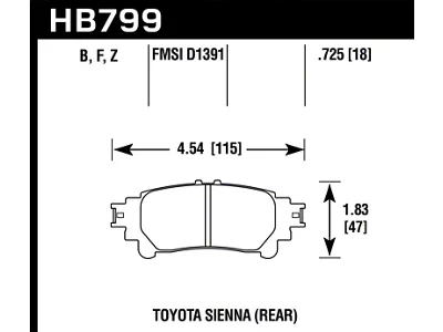 Hawk Performance 14-16 Toyota Highlander HPS 5.0 Rear Brake Pads - HB799B.597