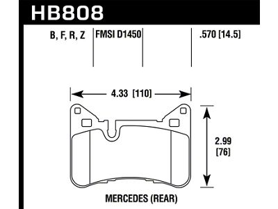 Hawk Performance 2012-2015 Mercedes Benz C63 AMG Rear HPS 5.0 Brake - HB808B.570