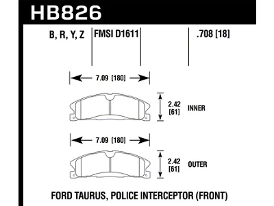 Hawk Performance 13-16 Ford Taurus SHO / 13-16 Lincoln MKS HPS - HB826B.708