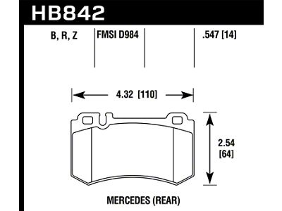 Hawk Performance 05-10 Mercedes SLK Class HPS 5.0 Rear Brake Pads - HB842B.547