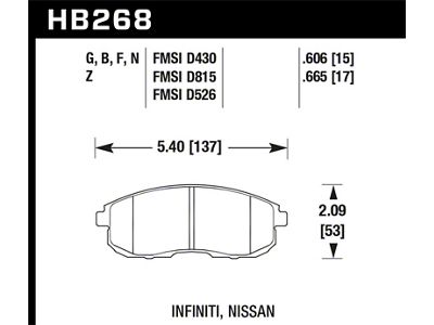 Hawk Performance 03-04 G35/03-05 G35X/ 02-05 350z w/o Brembo HPS Street - HB268F.665
