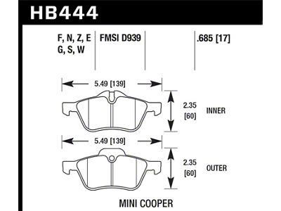 Hawk Performance 02-06 Mini Cooper / Cooper S HPS Street Front - HB444F.685