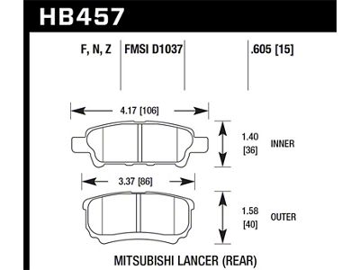 Hawk Performance 07-09 Dodge Caliber R/T / 08-09 Caliber SXT / - HB457F.605