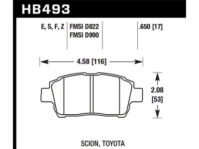 Hawk Performance 04-07 xA/xB / 2000 MR2 Spyder D990 HPS Street - HB493F.650
