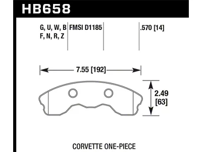 Hawk Performance 06-10 Chevy Corvette Improved Pad Design Front HPS Sreet - HB658F.570