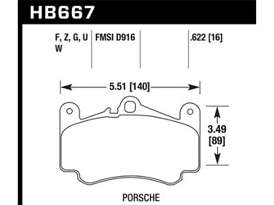 Hawk Performance 02-05 Porsche 911 Carrera 4 Turbo Look/Carrera 4S Front - HB667F.622