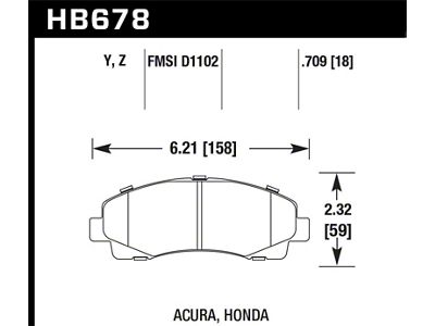 Hawk Performance 2006-11 Honda Ridgeline 2009-13 Acura TL Street LTS Front - HB678Y.709