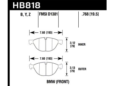 Hawk Performance 11-17 BMW X5 xDrive / 08-17 BMW X6 xDrive - HB818Y.768