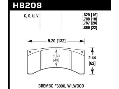 Hawk Performance NASCAR DTC-60 Brake Pads - Front - HB208G.708